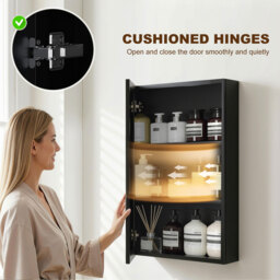 kleankin Bathroom Cabinet with Mirror, Wall Mounted Bathroom Mirror Cabinet with Storage Shelves, 40 x 12 x 60 cm, Black - thumbnail 6