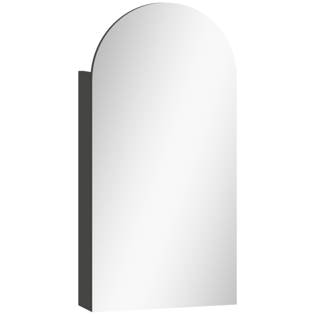 HOMCOM Arched Bathroom Mirror Cabinet with Adjustable Glass Shelves - Black - image 1