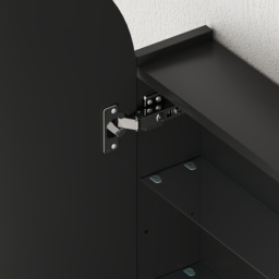 HOMCOM Arched Bathroom Mirror Cabinet with Adjustable Glass Shelves - Black - thumbnail 9