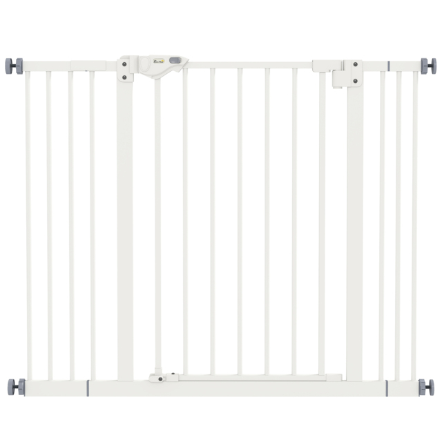 PawHut Adjustable Dog Gate, Metal Safety Barrier for Pets, Extends 74-100cm Wide, Easy Install, White - Aosom UK - image 1