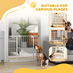 PawHut Adjustable Dog Gate, Metal Safety Barrier for Pets, Extends 74-100cm Wide, Easy Install, White - Aosom UK - thumbnail 8