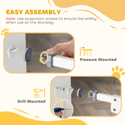 PawHut Adjustable Dog Gate, Metal Safety Barrier for Pets, Extends 74-100cm Wide, Easy Install, White - Aosom UK - thumbnail 7