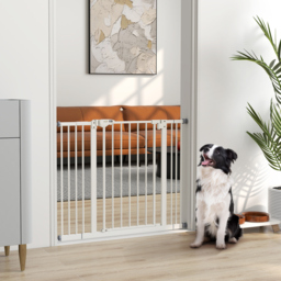PawHut Adjustable Dog Gate, Metal Safety Barrier for Pets, Extends 74-100cm Wide, Easy Install, White - Aosom UK - thumbnail 2