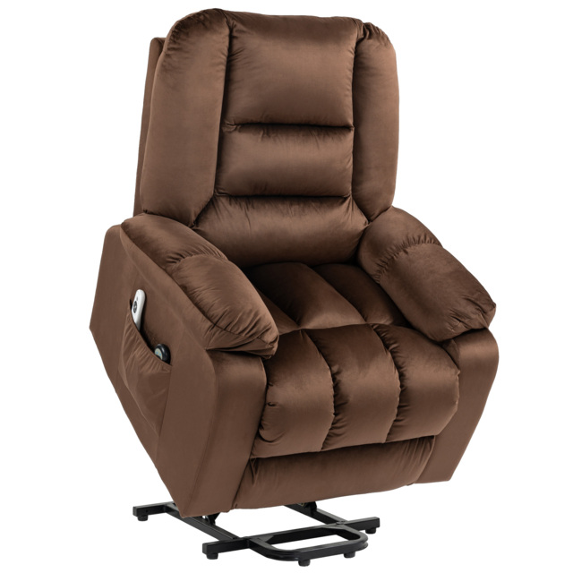 HOMCOM Lift Chair, Quick Assembly, Electric Riser and Recliner Chair with Vibration Massage, Heat, Side Pockets, Brown - Aosom UK - image 1