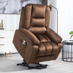 HOMCOM Lift Chair, Quick Assembly, Electric Riser and Recliner Chair with Vibration Massage, Heat, Side Pockets, Brown - Aosom UK - thumbnail 2