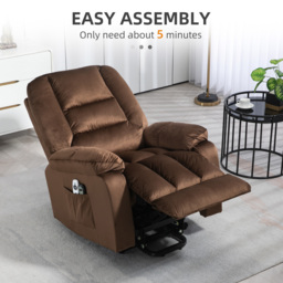 HOMCOM Lift Chair, Quick Assembly, Electric Riser and Recliner Chair with Vibration Massage, Heat, Side Pockets, Brown - Aosom UK - thumbnail 8