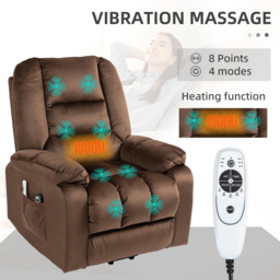 HOMCOM Lift Chair, Quick Assembly, Electric Riser and Recliner Chair with Vibration Massage, Heat, Side Pockets, Brown - Aosom UK - thumbnail 6
