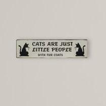 Wall Plaque 'Cats Are Just Little People' with High‑Strength Metal, Wall‑Mounted Home Décor for Bedroom, 1L x 49W x 12.5H cm, Black - Aosom UK - thumbnail 1