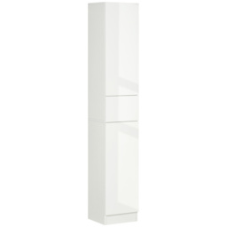 kleankin Luxury Tall Bathroom Cabinet with, High Gloss Bathroom Cabinet with Push-to-Open Door for Minimalist Style, White - Aosom UK - thumbnail 1