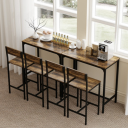 HOMCOM 3-Piece Bar Table Set with 2 Stools, Industrial Breakfast Bar Set with Footrest, Backrest for Dining Room, Small Space - thumbnail 8