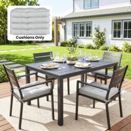 Outsunny Set of 4 Garden Seat Cushion with Ties, 42 x 42cm Replacement Dining Chair Seat Pad, Light Grey - thumbnail 8