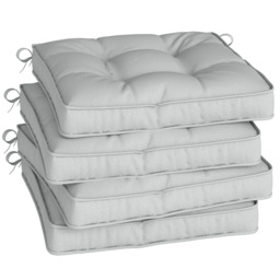 Outsunny Set of 4 Garden Seat Cushion with Ties, 42 x 42cm Replacement Dining Chair Seat Pad, Light Grey - thumbnail 1