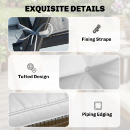 Outsunny Set of 4 Garden Seat Cushion with Ties, 42 x 42cm Replacement Dining Chair Seat Pad, Light Grey - thumbnail 6
