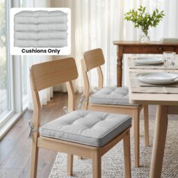 Outsunny Set of 4 Garden Seat Cushion with Ties, 42 x 42cm Replacement Dining Chair Seat Pad, Light Grey - thumbnail 7