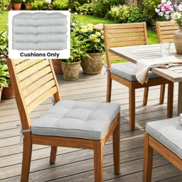 Outsunny Set of 4 Garden Seat Cushion with Ties, 42 x 42cm Replacement Dining Chair Seat Pad, Light Grey - thumbnail 2