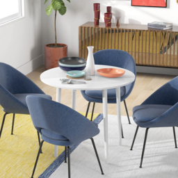 HOMCOM Folding Kitchen Table with Wood Legs, Round Wood Dining Table for Dining Room, Drop Leaf Dining Table, White - Aosom UK - thumbnail 2