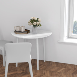 HOMCOM Folding Kitchen Table with Wood Legs, Round Wood Dining Table for Dining Room, Drop Leaf Dining Table, White - Aosom UK - thumbnail 7