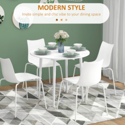 HOMCOM Folding Kitchen Table with Wood Legs, Round Wood Dining Table for Dining Room, Drop Leaf Dining Table, White - Aosom UK - thumbnail 5
