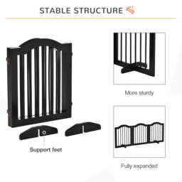 PawHut Freestanding Dog Gate, Wooden Foldable Pet Fence, Safety Barrier for House Doorway Stairs, with Support Feet, Small, Black - Aosom UK - thumbnail 7