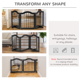 PawHut Freestanding Dog Gate, Wooden Foldable Pet Fence, Safety Barrier for House Doorway Stairs, with Support Feet, Small, Black - Aosom UK - thumbnail 8