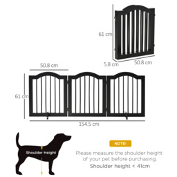 PawHut Freestanding Dog Gate, Wooden Foldable Pet Fence, Safety Barrier for House Doorway Stairs, with Support Feet, Small, Black - Aosom UK - thumbnail 3