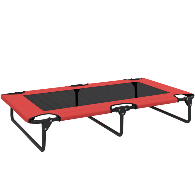 PawHut Portable Raised Dog Bed, Elevated Pet Cot with Breathable Mesh for Indoor Outdoor, for Large Dogs, Red - image 1