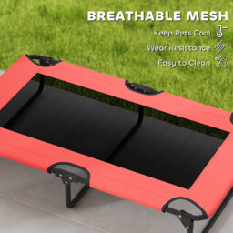 PawHut Portable Raised Dog Bed, Elevated Pet Cot with Breathable Mesh for Indoor Outdoor, for Large Dogs, Red - thumbnail 7