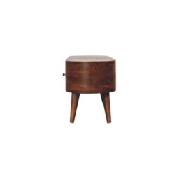 Round Solid Mango Wood Media Unit with 2 Smooth-Gliding Drawers and Open Shelf, Stand for TV and Media, 30L x 100W x 37H cm, Brown - Aosom UK - thumbnail 7