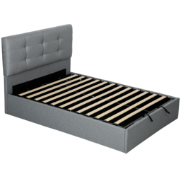 HOMCOM 4ft6 Double Ottoman Bed with Gas Lift Storage - Grey - thumbnail 1