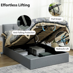 HOMCOM 4ft6 Double Ottoman Bed with Gas Lift Storage - Grey - thumbnail 5