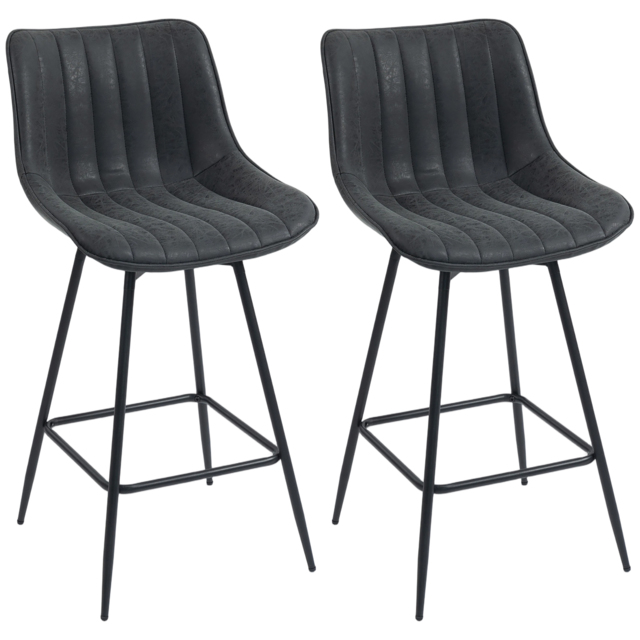 HOMCOM Set of 2 PU Leather Swivel Bar Stools - Black - image 1