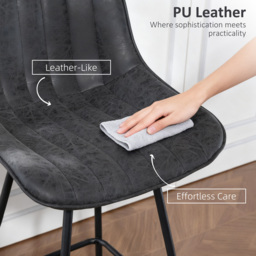 HOMCOM Set of 2 PU Leather Swivel Bar Stools - Black - thumbnail 7