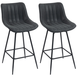 HOMCOM Set of 2 PU Leather Swivel Bar Stools - Black - thumbnail 1