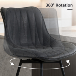 HOMCOM Set of 2 PU Leather Swivel Bar Stools - Black - thumbnail 5