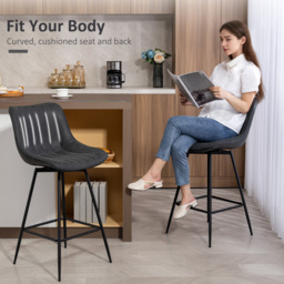 HOMCOM Set of 2 PU Leather Swivel Bar Stools - Black - thumbnail 6