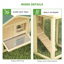 PawHut Large Chicken Coop, Wooden Outdoor Chicken Cage Poultry Hen House with Nesting Box - thumbnail 7