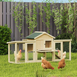 PawHut Large Chicken Coop, Wooden Outdoor Chicken Cage Poultry Hen House with Nesting Box - thumbnail 2