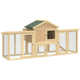 PawHut Large Chicken Coop, Wooden Outdoor Chicken Cage Poultry Hen House with Nesting Box - thumbnail 1