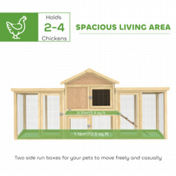 PawHut Large Chicken Coop, Wooden Outdoor Chicken Cage Poultry Hen House with Nesting Box - thumbnail 4