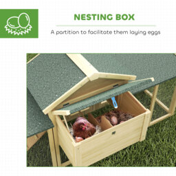 PawHut Large Chicken Coop, Wooden Outdoor Chicken Cage Poultry Hen House with Nesting Box - thumbnail 6