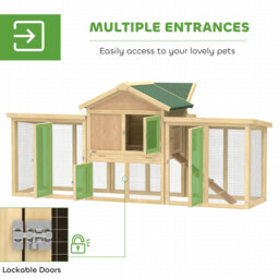 PawHut Large Chicken Coop, Wooden Outdoor Chicken Cage Poultry Hen House with Nesting Box - thumbnail 5