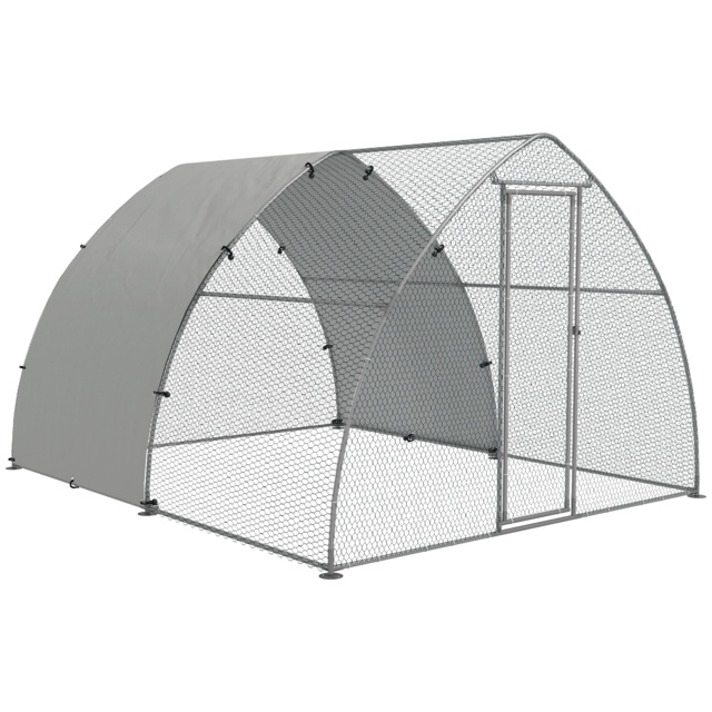PawHut Galvanised Chicken Coop Outdoor with Cover, for 8-12 Chickens, Hens, Ducks, Rabbits, 3 x 3.8 x 2.2m - Silver Tone - image 1