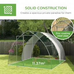 PawHut Galvanised Chicken Coop Outdoor with Cover, for 8-12 Chickens, Hens, Ducks, Rabbits, 3 x 3.8 x 2.2m - Silver Tone - thumbnail 6