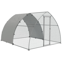 PawHut Galvanised Chicken Coop Outdoor with Cover, for 8-12 Chickens, Hens, Ducks, Rabbits, 3 x 3.8 x 2.2m - Silver Tone - thumbnail 1