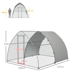 PawHut Galvanised Chicken Coop Outdoor with Cover, for 8-12 Chickens, Hens, Ducks, Rabbits, 3 x 3.8 x 2.2m - Silver Tone - thumbnail 3