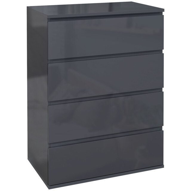 HOMCOM Modern High Gloss Chest of Drawers, 4-Drawer Bedroom Storage Dresser, Stylish Furniture - Aosom UK - image 1