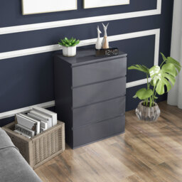 HOMCOM Modern High Gloss Chest of Drawers, 4-Drawer Bedroom Storage Dresser, Stylish Furniture - Aosom UK - thumbnail 2