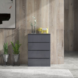 HOMCOM Modern High Gloss Chest of Drawers, 4-Drawer Bedroom Storage Dresser, Stylish Furniture - Aosom UK - thumbnail 7