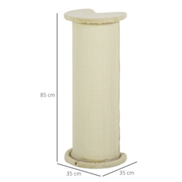 PawHut Cat Scratching Post: 85cm Tall with Sisal Rope, Soft Plush Cover, Anti-Tip Design for Indoor Use, Beige - Aosom UK - thumbnail 3