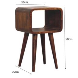 Narrow Nightstand, Open Shelf with Open Shelf and Stain-Based Finish, Wooden Bedside Table for Bedroom, Brown - Aosom UK - thumbnail 3